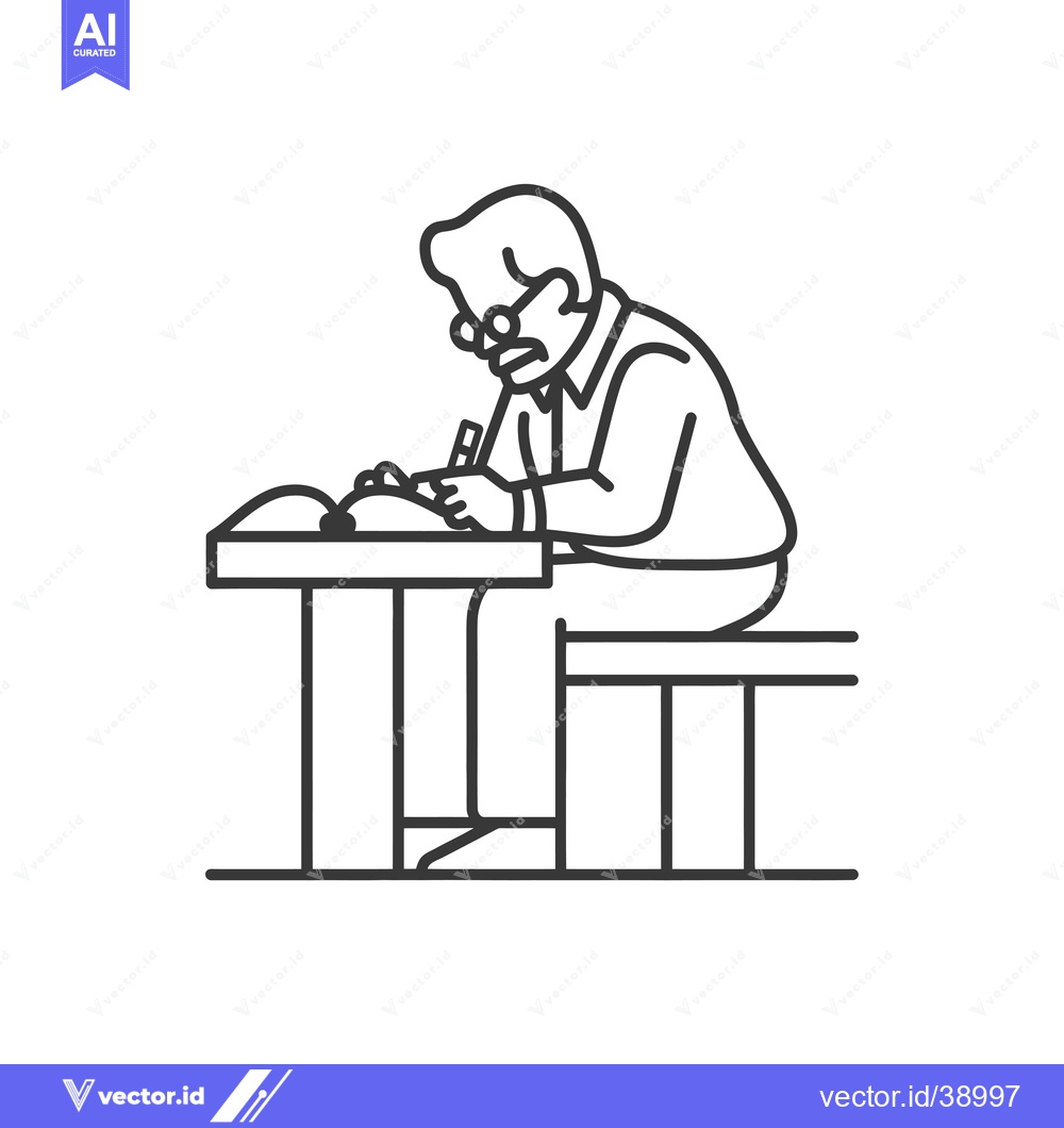 Premium Vector dari Elderly man writing at a table