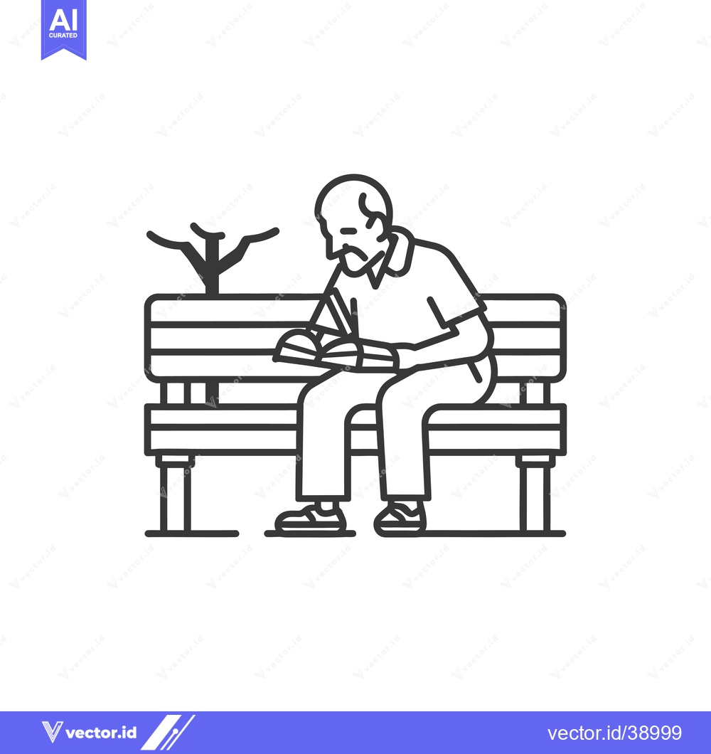 Premium Vector of Elderly man writing in a notebook on a park bench