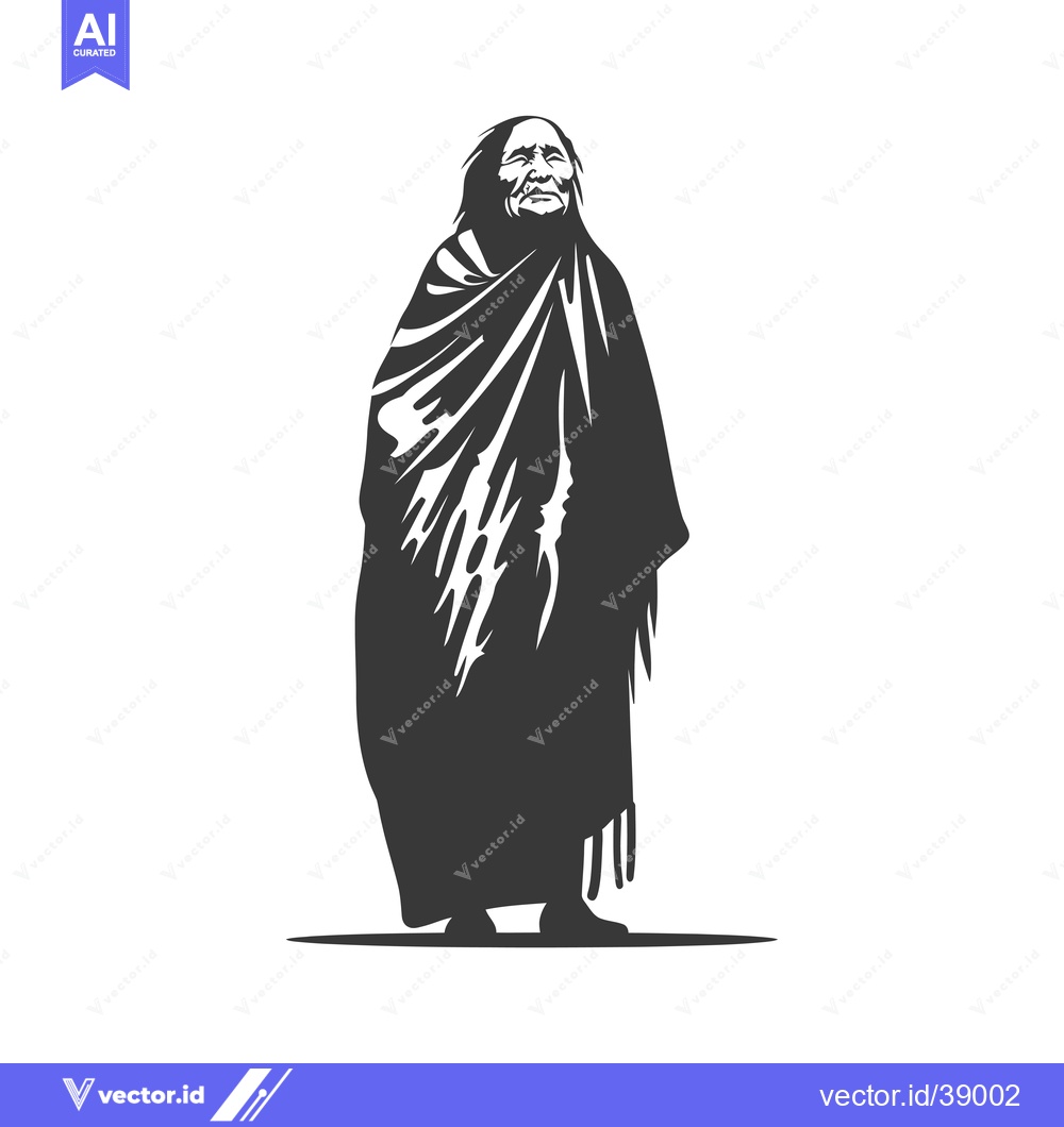 Premium Vector dari Elderly Native American Person Wrapped in a Blanket