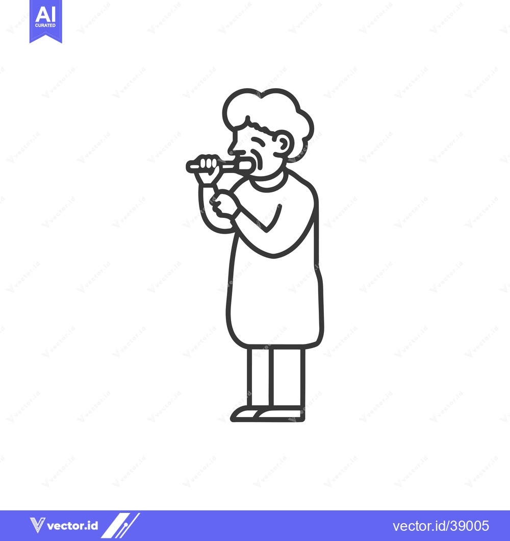 Premium Vector of Elderly Person Brushing Their Teeth With a Toothbrush