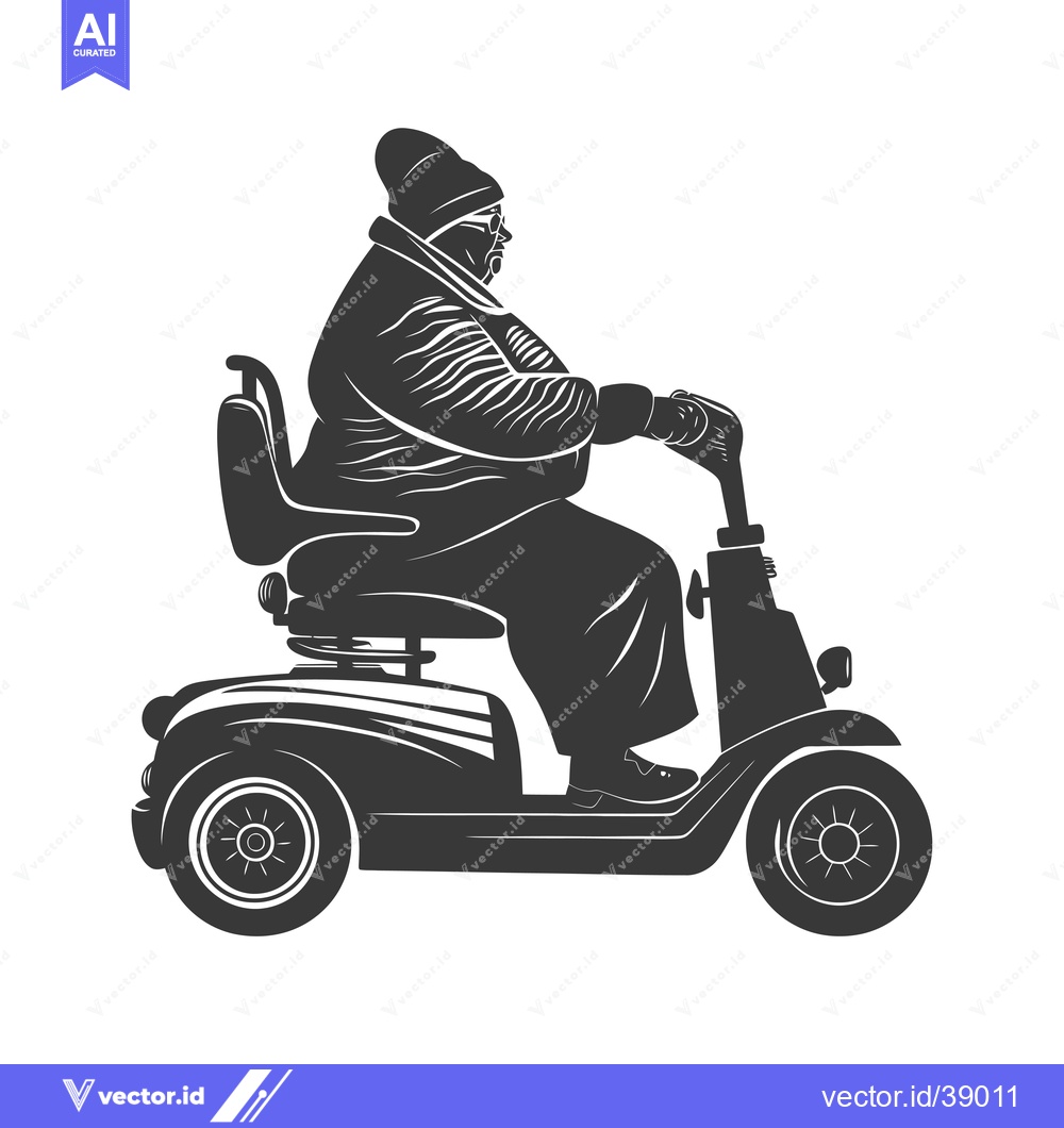 Premium Vector of Elderly Person in a Mobility Scooter