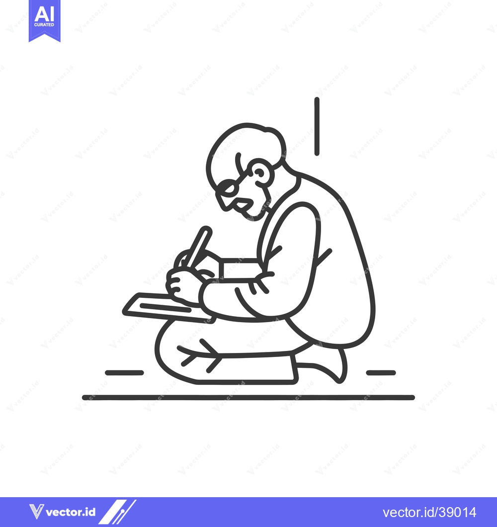 Premium Vector dari Elderly Person Kneeling and Writing on a Paper