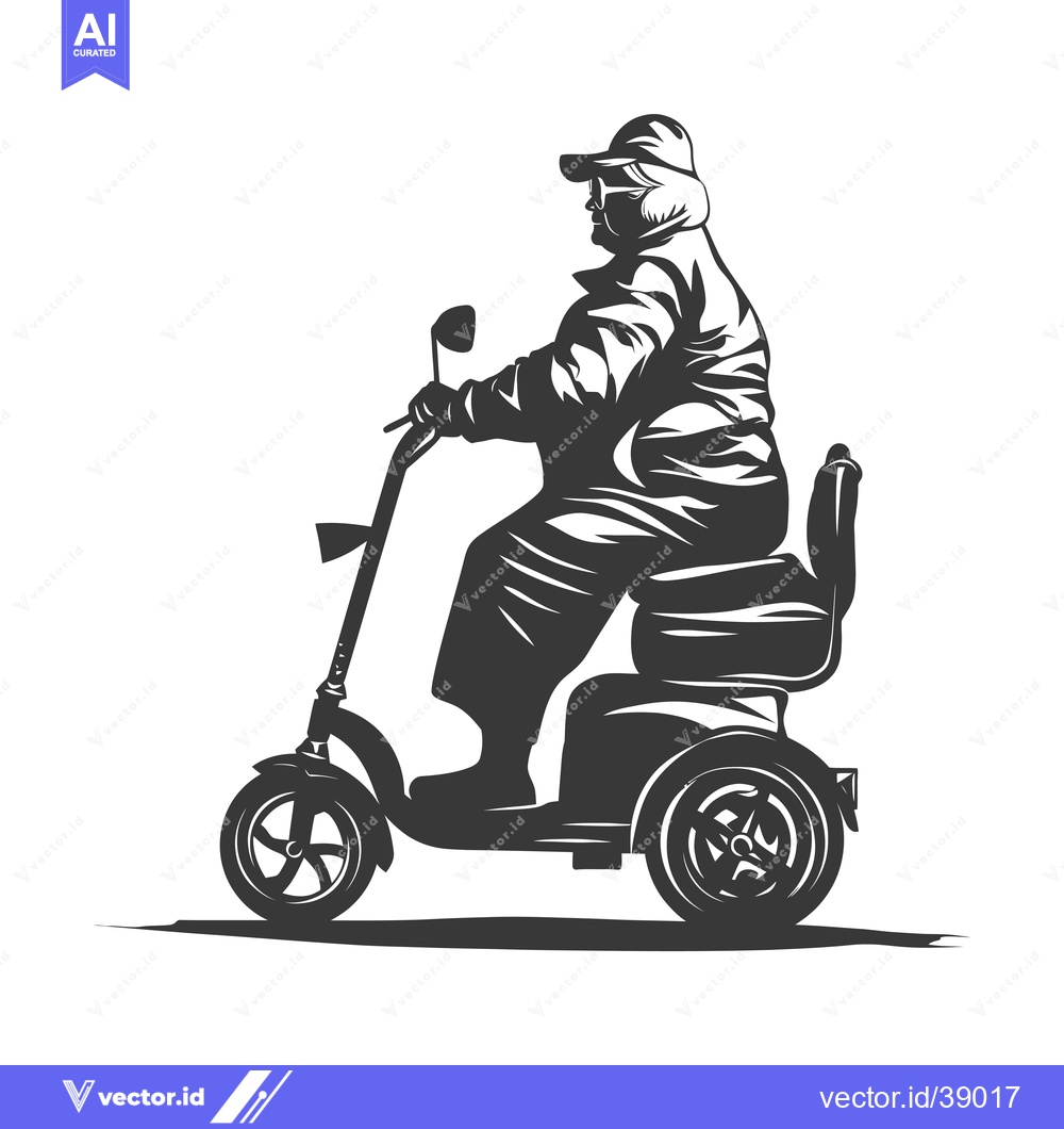 Premium Vector of Elderly Person Riding a Mobility Scooter