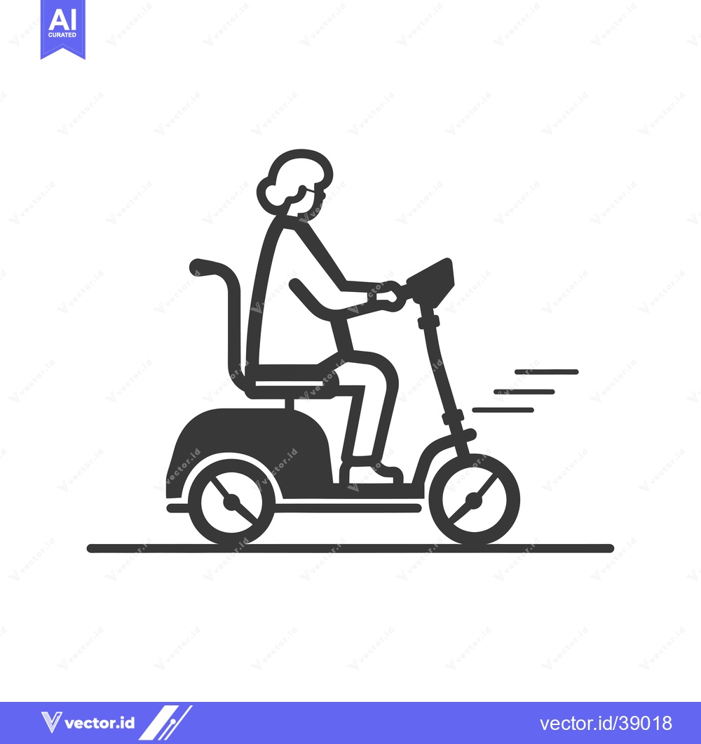 Premium Vector of Elderly Person Riding a Mobility Scooter