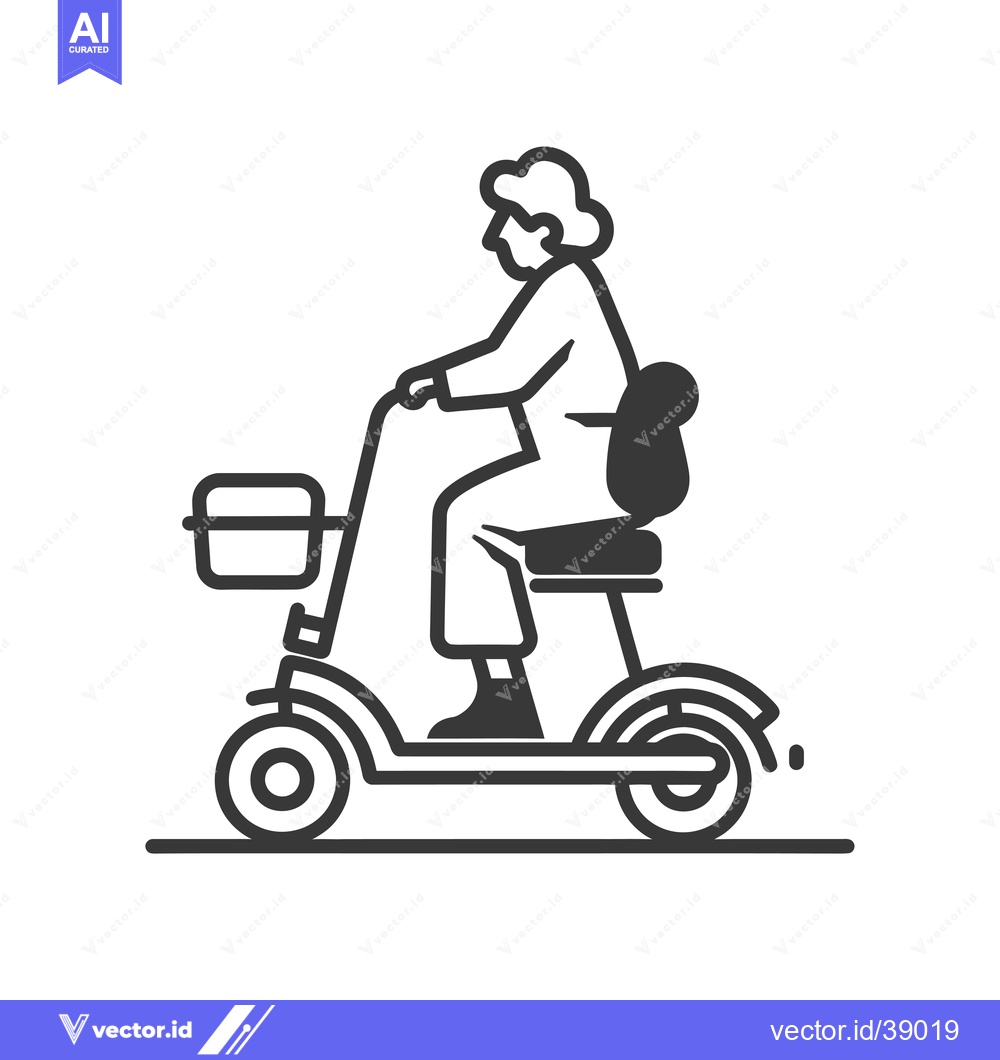Premium Vector dari Elderly Person Riding a Mobility Scooter