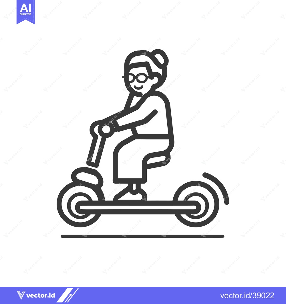 Premium Vector dari Elderly Person Riding an Electric Scooter