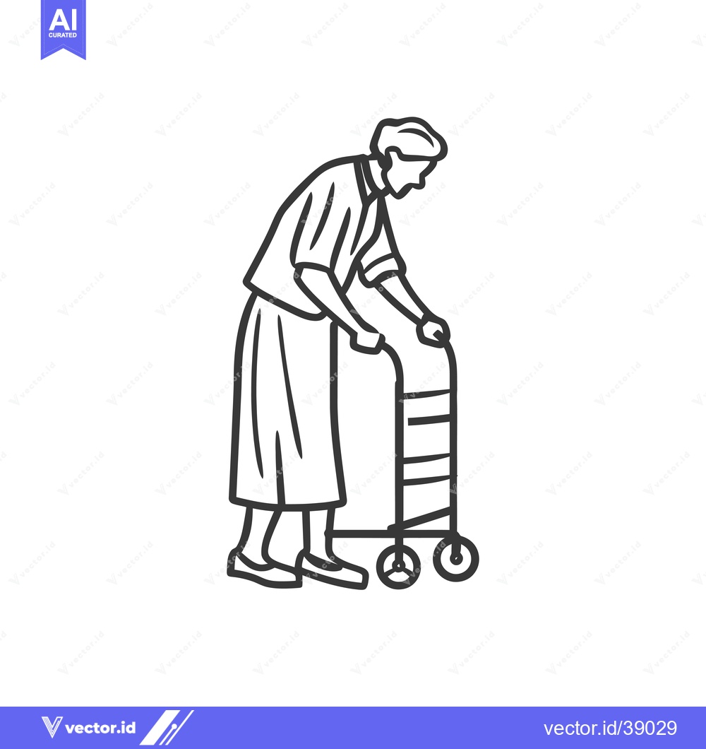 Premium Vector dari Elderly Person Using a Rolling Walker
