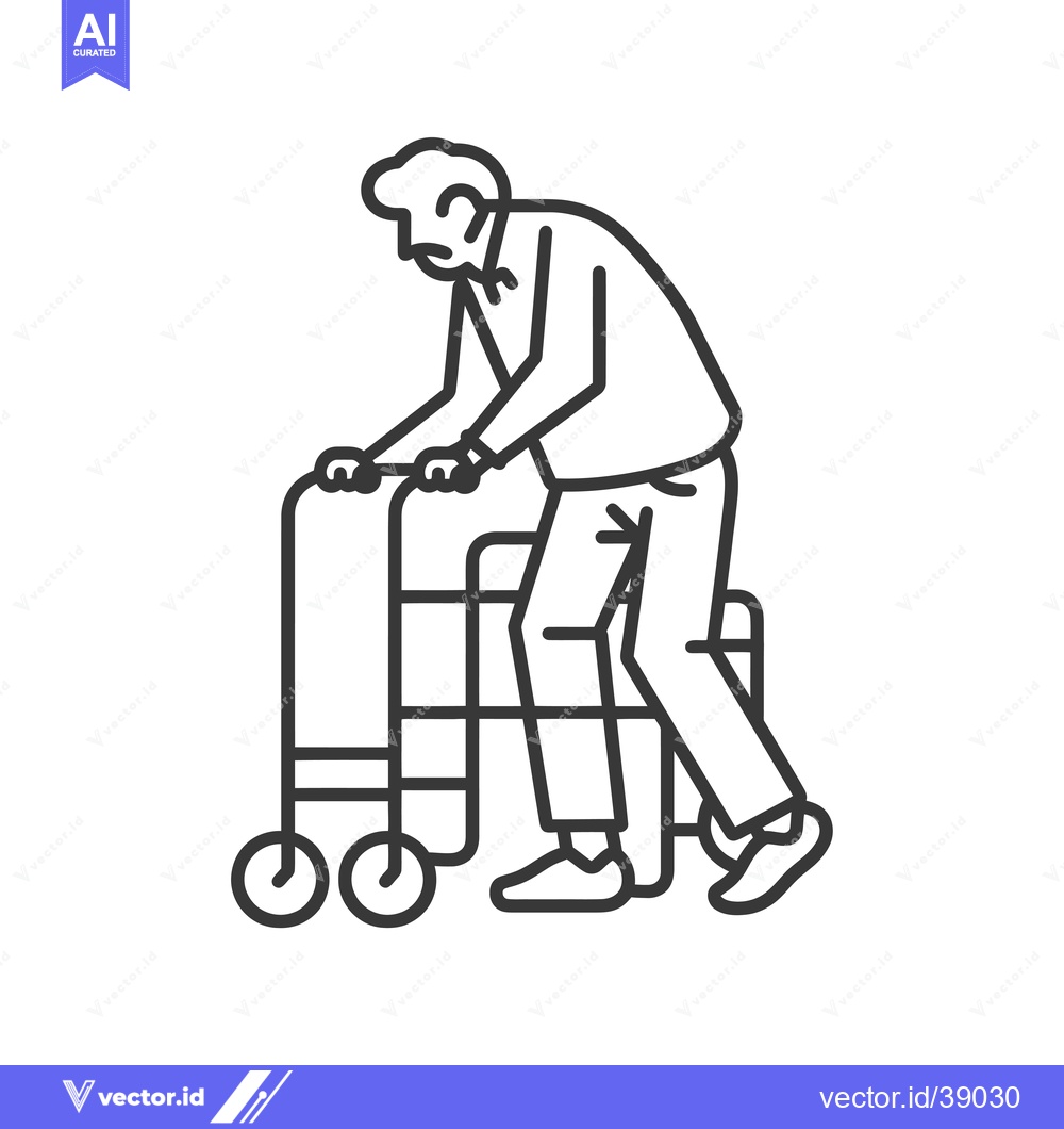 Premium Vector dari Elderly Person Using a Walker