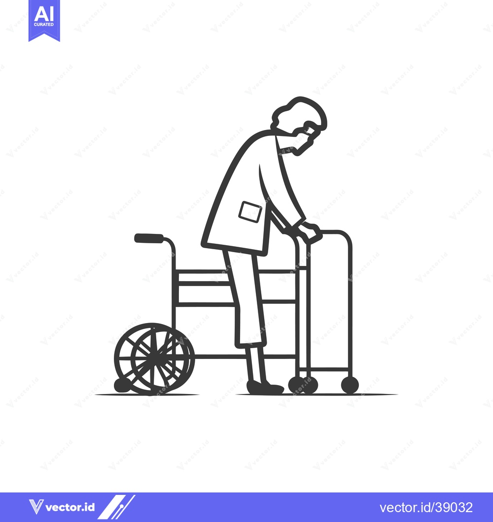 Premium Vector dari Elderly Person Using a Walker for Mobility Assistance