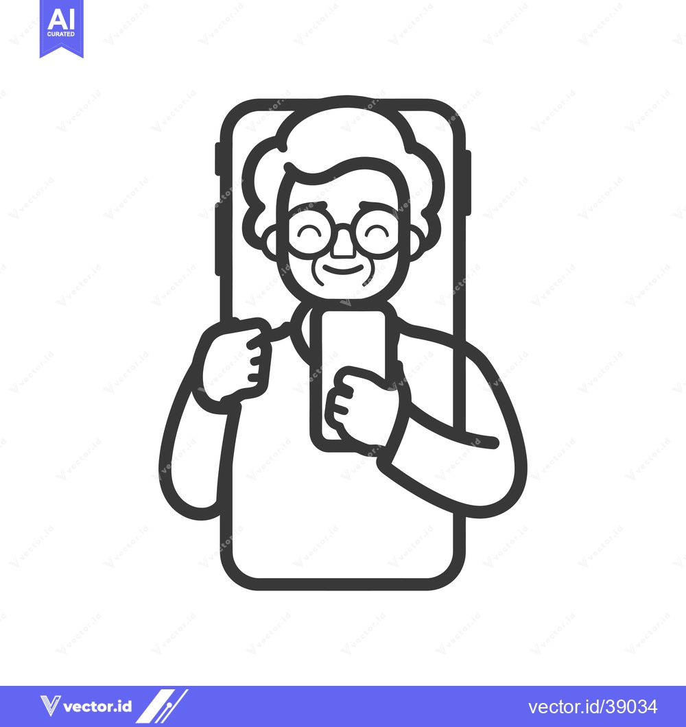 Premium Vector of Elderly Person Using Smartphone With Happy Expression