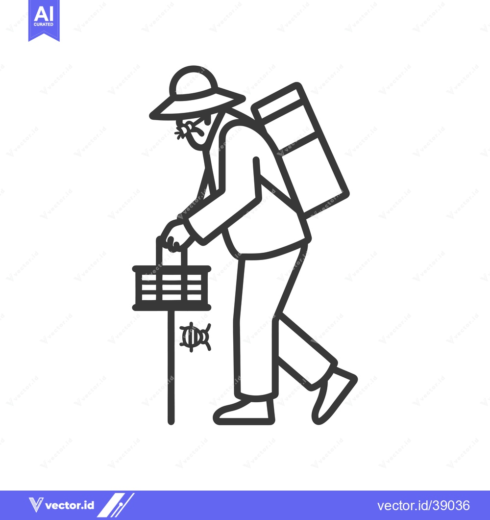 Premium Vector dari Elderly Person Walking with a Cane and Backpack