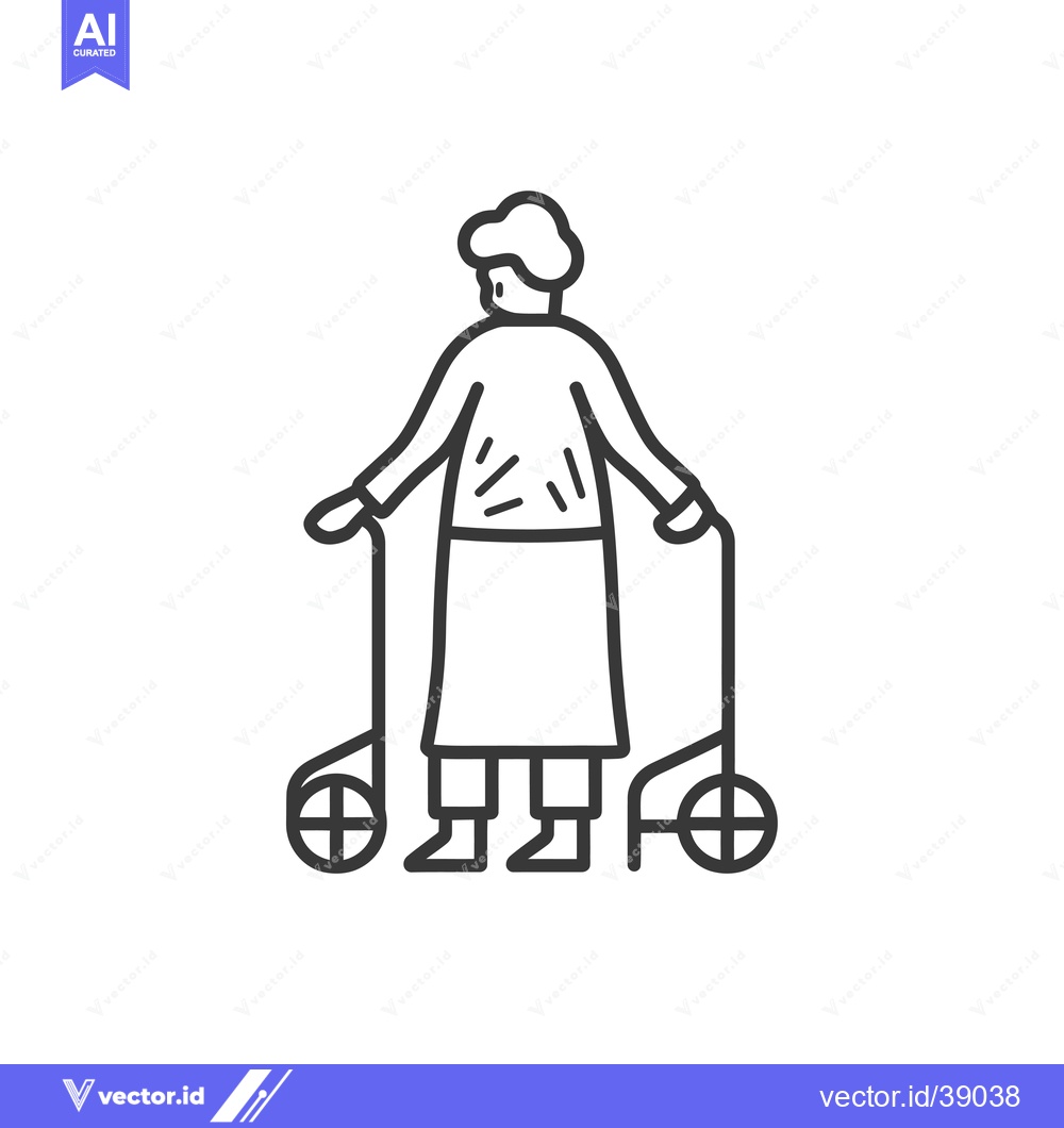 Premium Vector dari Elderly Person Walking with a Walker