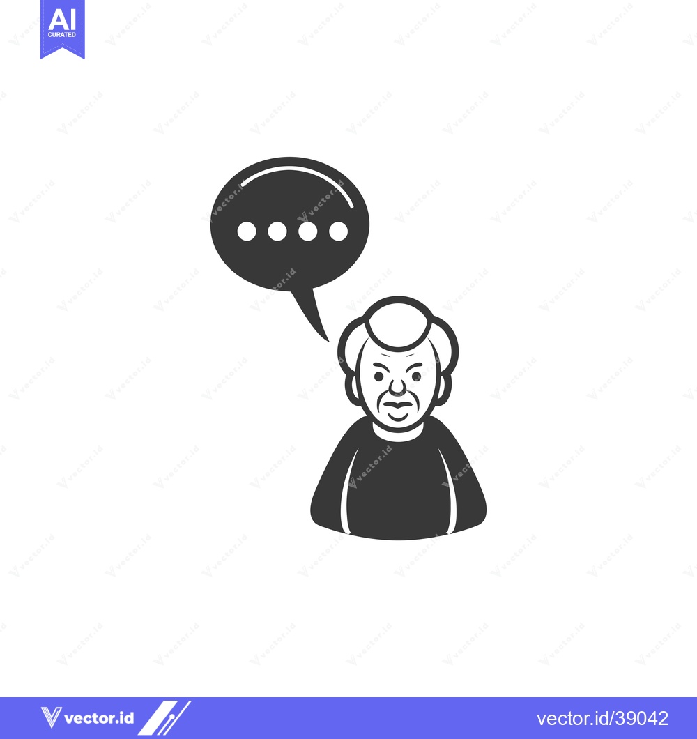 Premium Vector dari Elderly Person with Speech Bubble Thinking