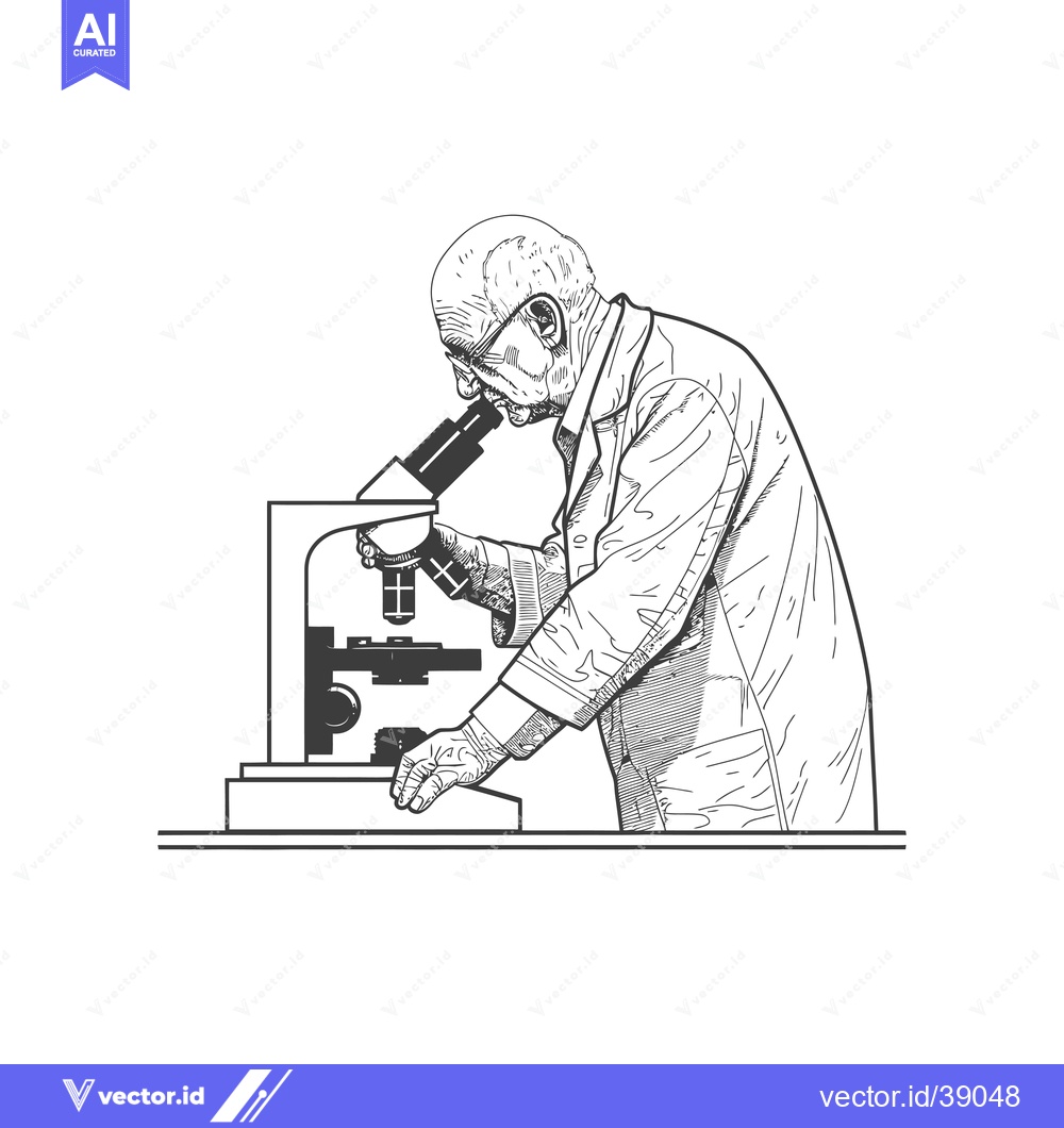 Premium Vector dari Elderly Scientist Using a Microscope