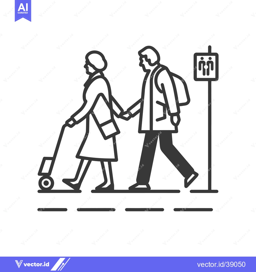 Premium Vector dari Elderly Woman and Man Walking Together with a Walker