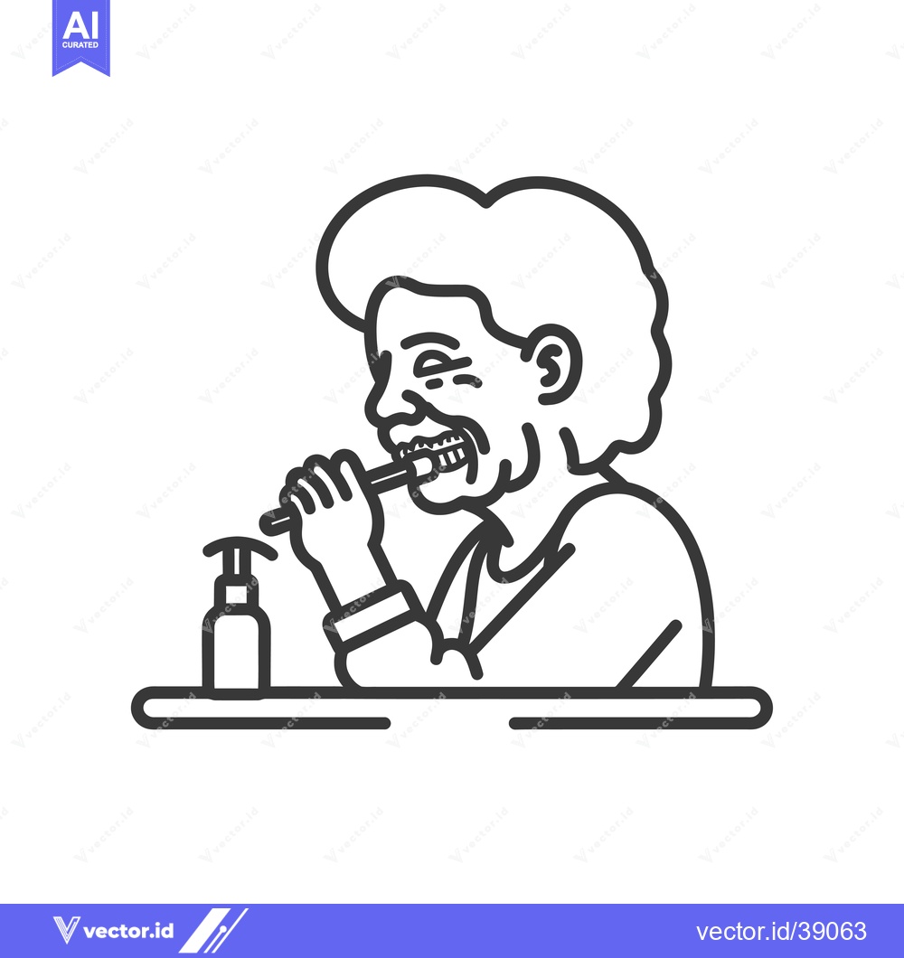 Premium Vector dari Elderly woman brushing teeth with toothbrush and toothpaste