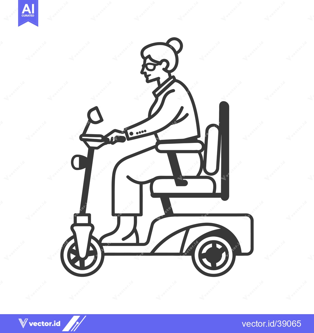 Premium Vector of Elderly Woman Driving a Mobility Scooter