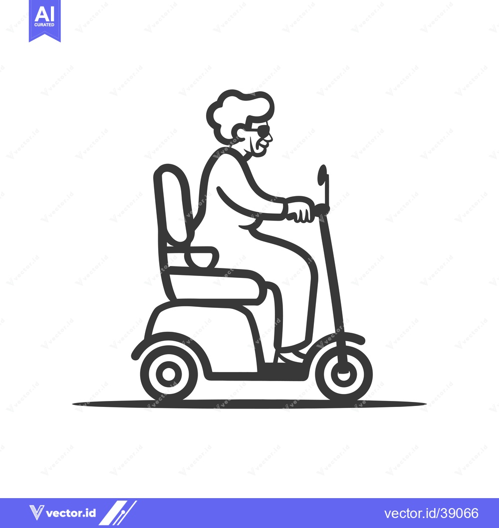 Premium Vector dari Elderly woman driving a mobility scooter