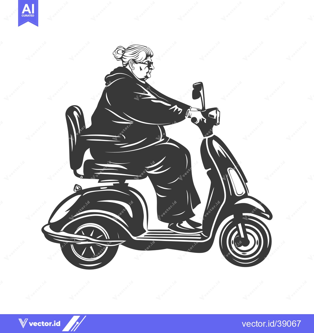 Premium Vector of Elderly Woman Driving a Motor Scooter