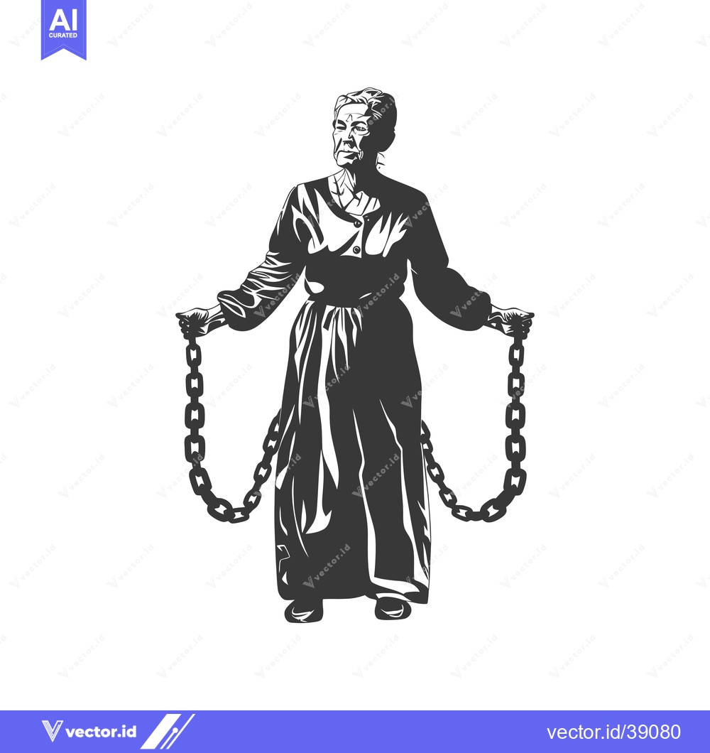 Premium Vector dari Elderly Woman Holding Chains in Her Hands