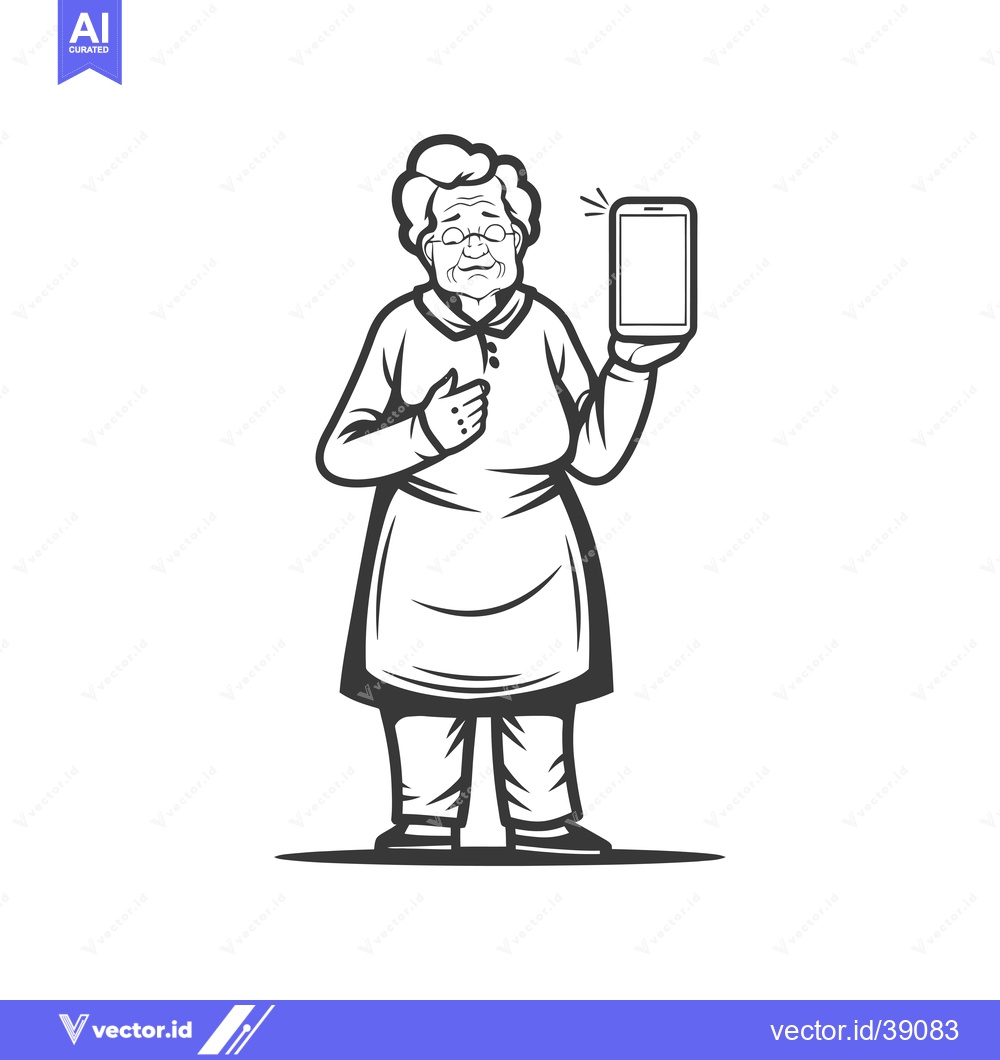 Premium Vector dari Elderly Woman Holding Smartphone With A Confused Expression