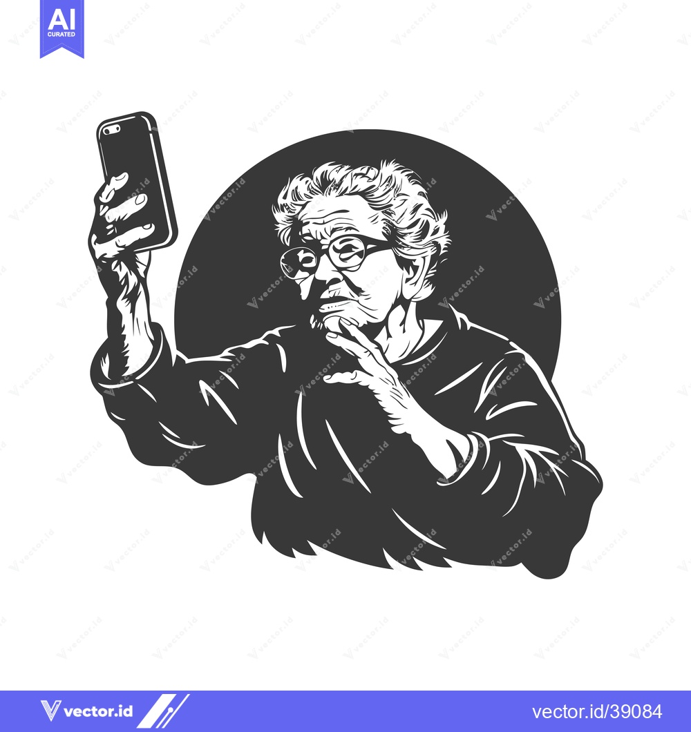 Premium Vector dari Elderly Woman Holding Smartphone With A Thoughtful Expression