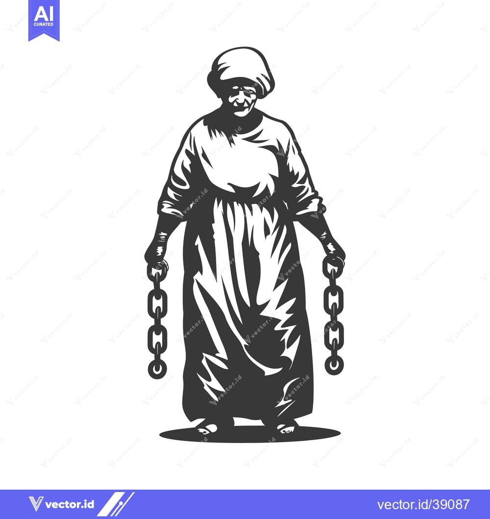 Premium Vector of Elderly Woman Holding Two Chains