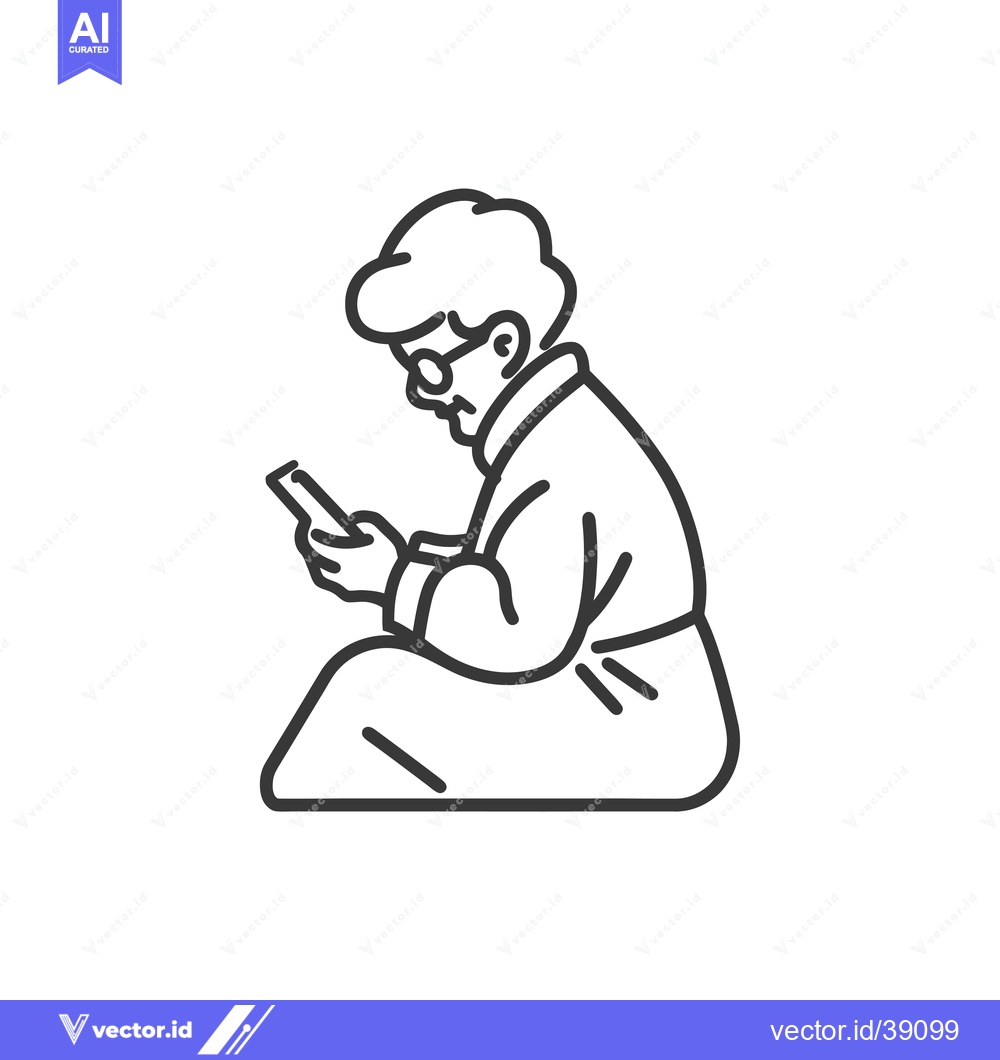 Premium Vector of Elderly Woman in Glasses Sitting and Using a Smartphone