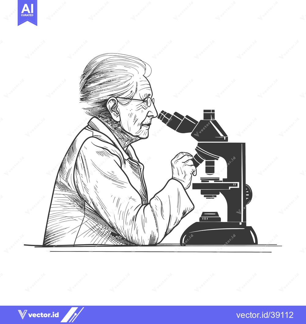 Premium Vector dari Elderly Woman Looking Through A Microscope