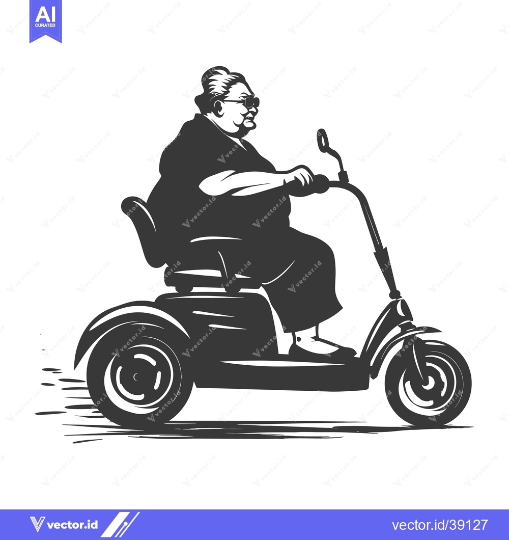 Premium Vector of Elderly Woman Riding a Mobility Scooter