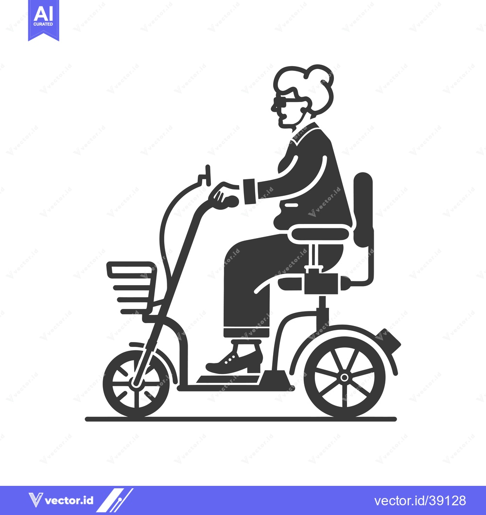 Premium Vector of Elderly Woman Riding a Mobility Scooter