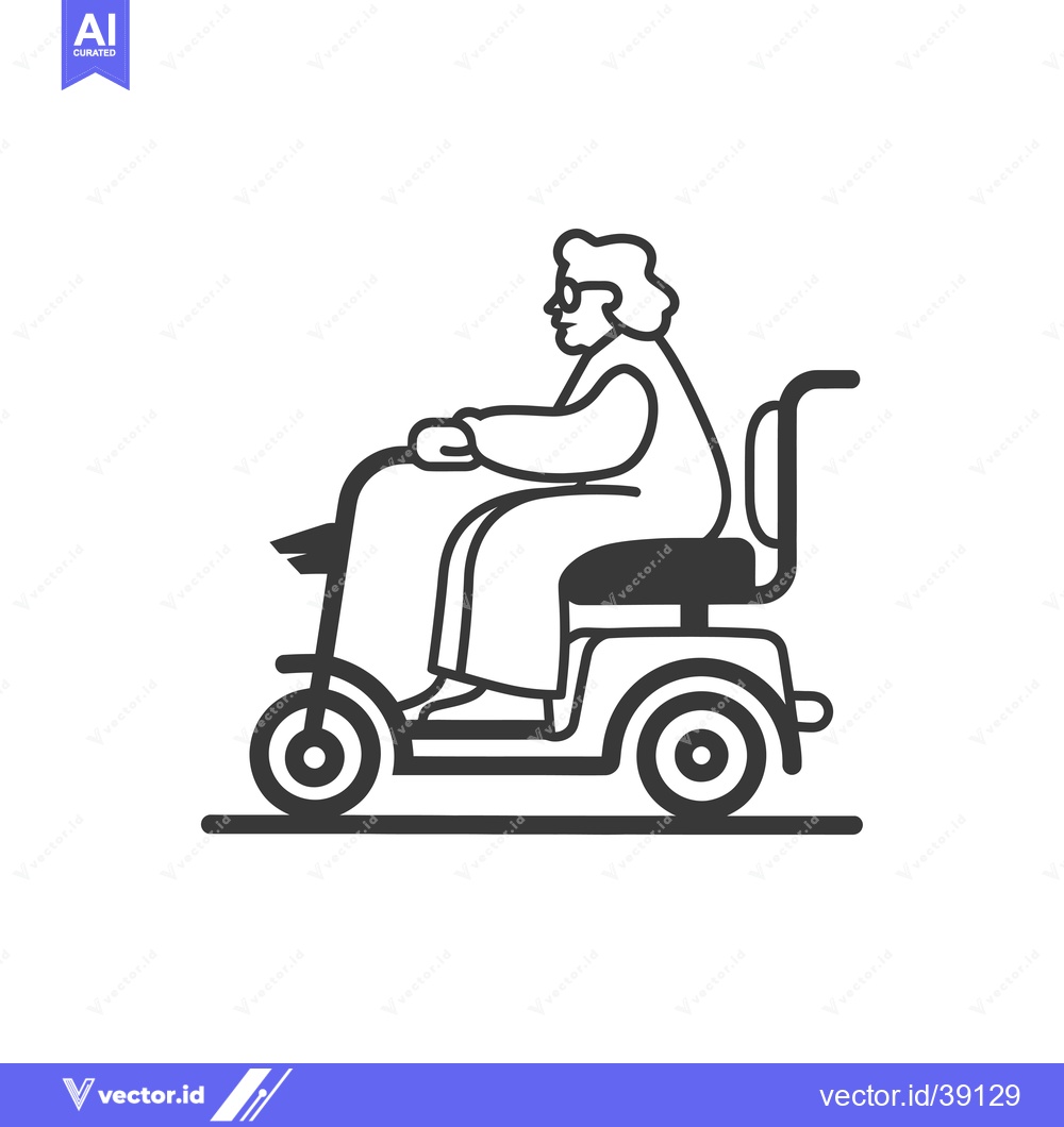 Premium Vector of Elderly Woman Riding a Mobility Scooter