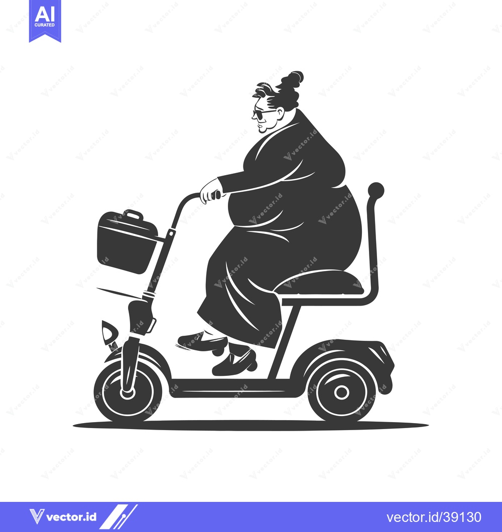 Premium Vector dari Elderly Woman Riding a Mobility Scooter with a Bag