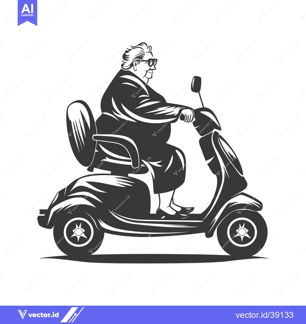 Premium Vector of Elderly Woman Riding a Motorized Scooter