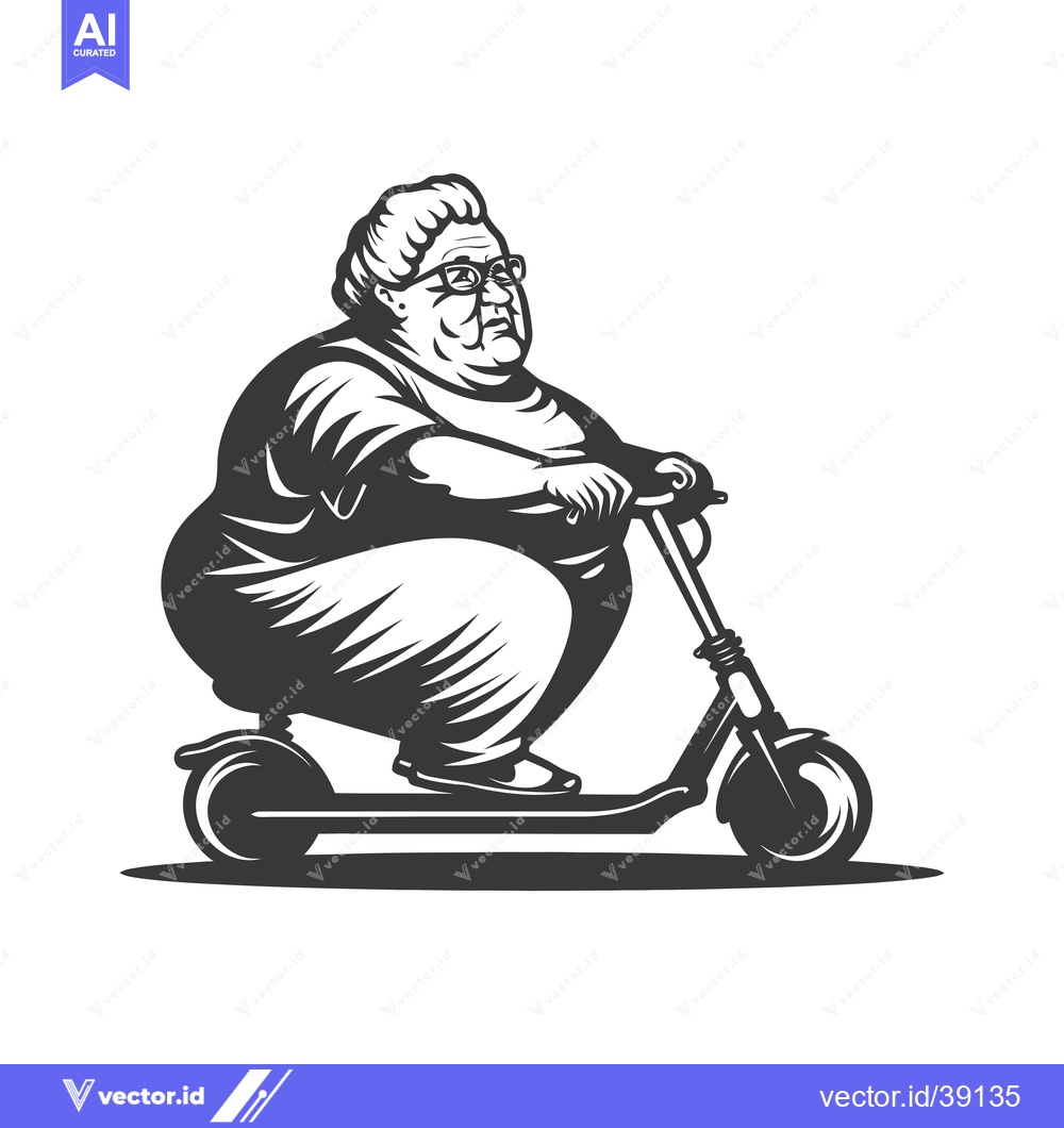 Premium Vector of Elderly woman riding an electric scooter