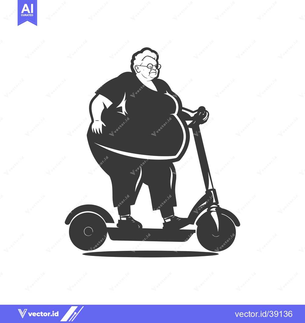 Premium Vector of Elderly Woman Riding an Electric Scooter