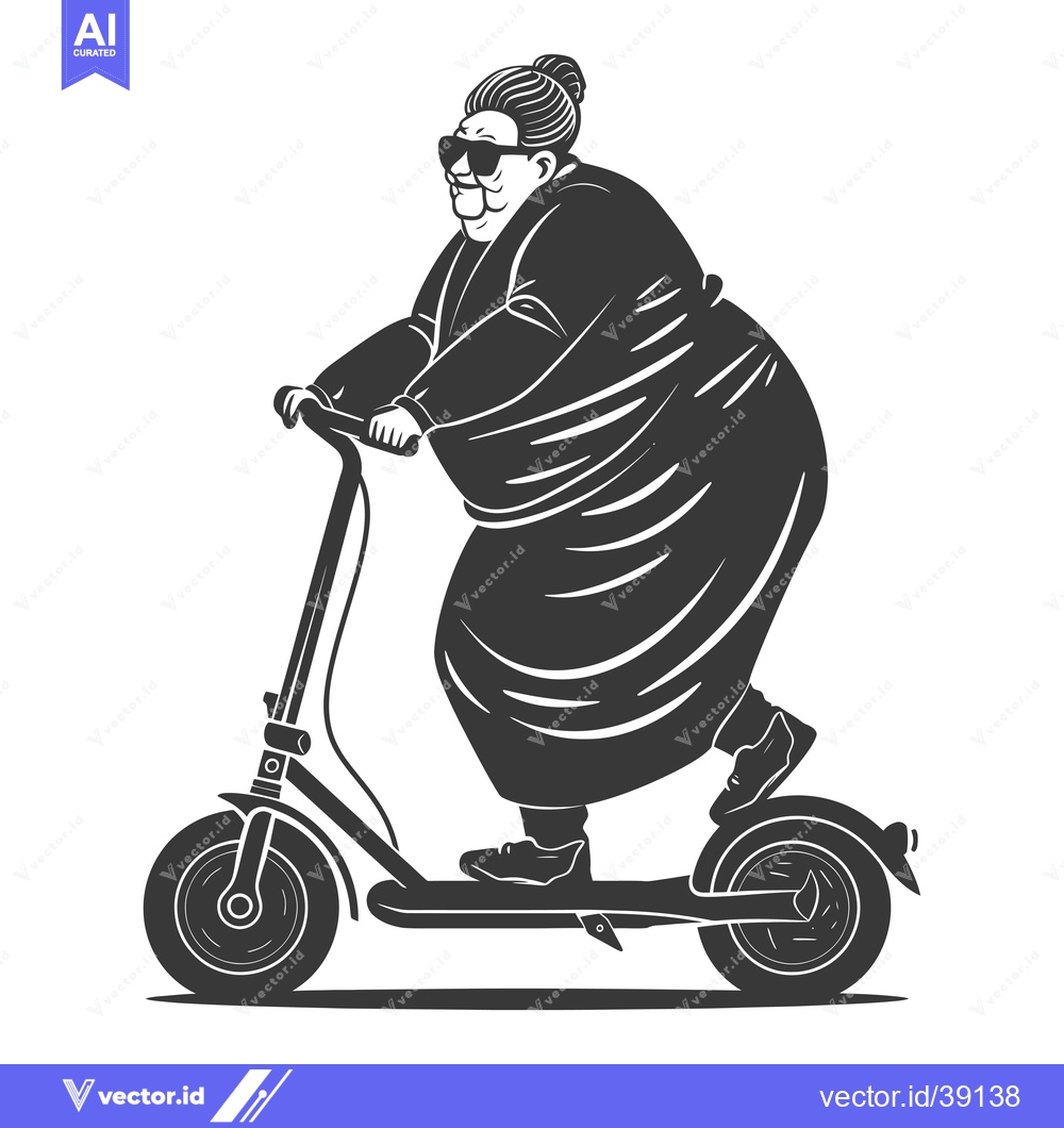 Premium Vector of Elderly Woman Riding an Electric Scooter