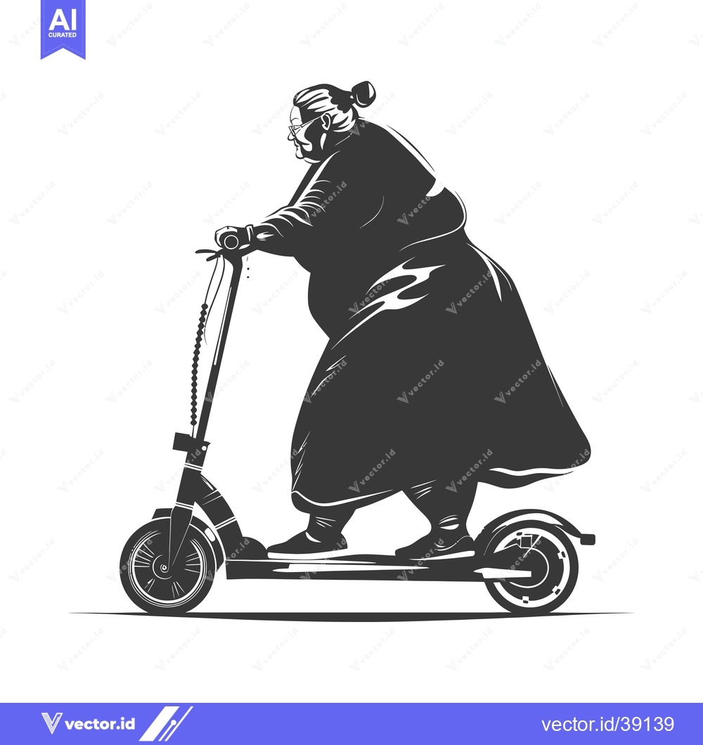 Premium Vector of Elderly Woman Riding an Electric Scooter