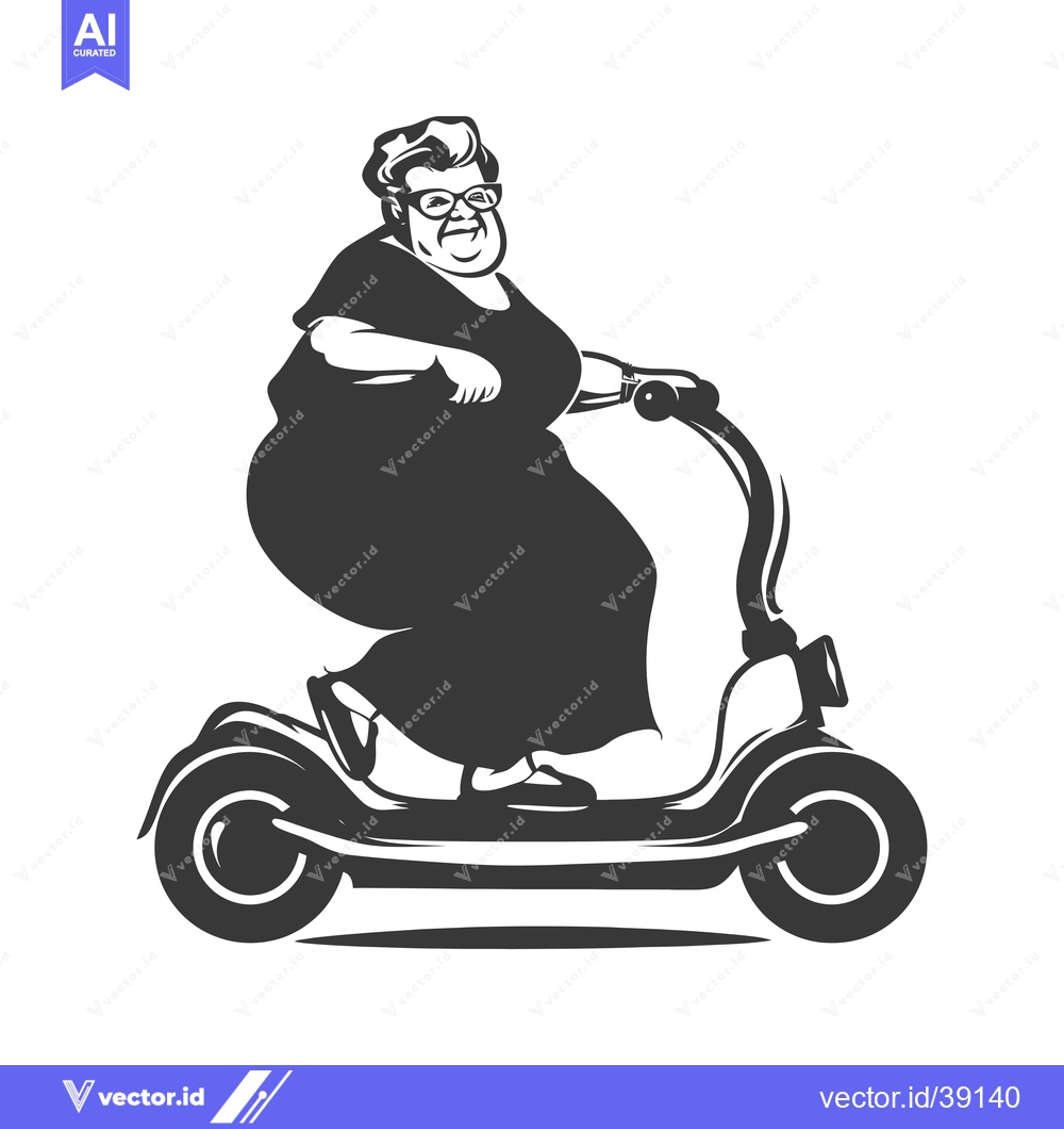 Premium Vector dari Elderly Woman Riding an Electric Scooter