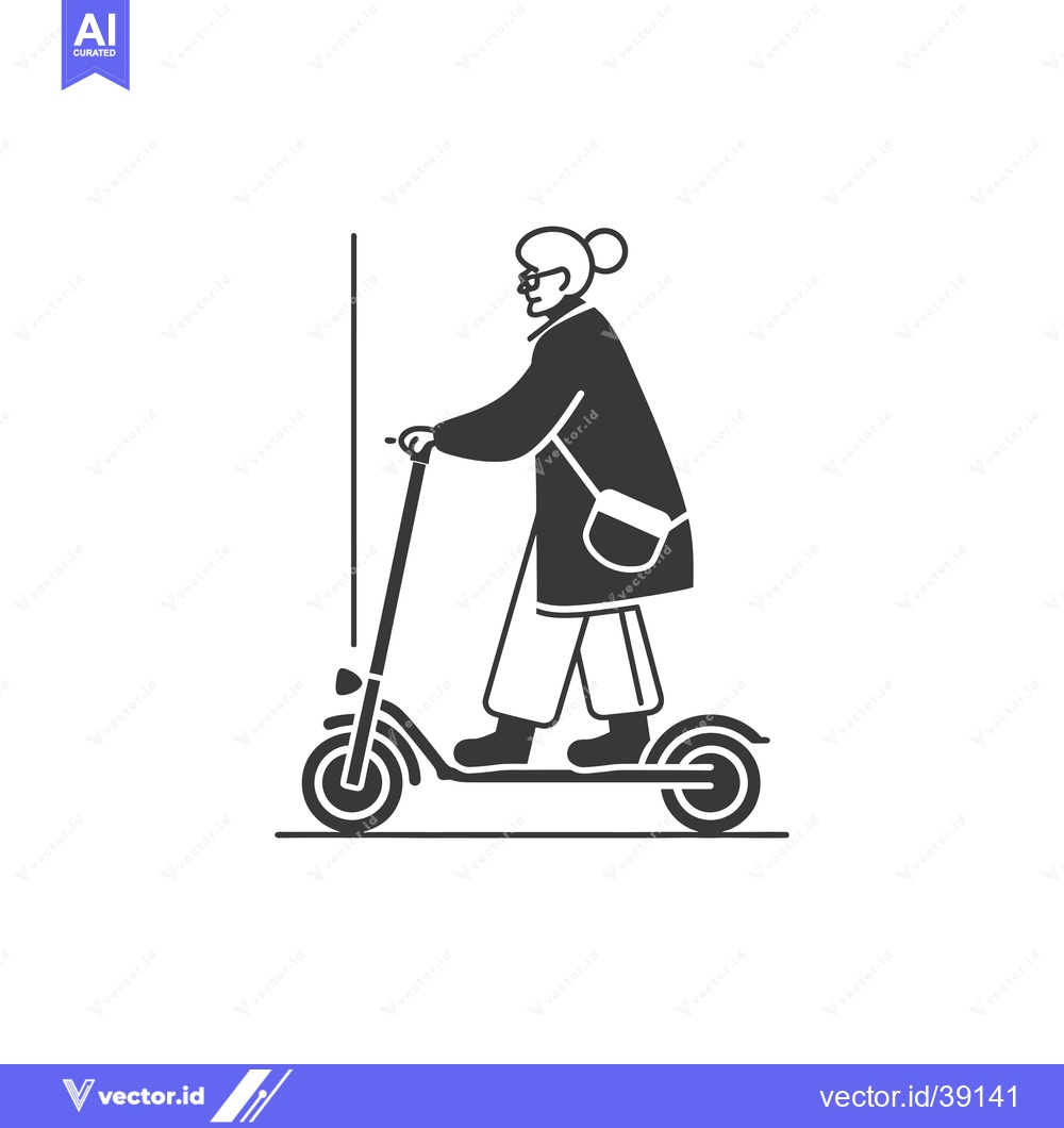 Premium Vector of Elderly woman riding an electric scooter