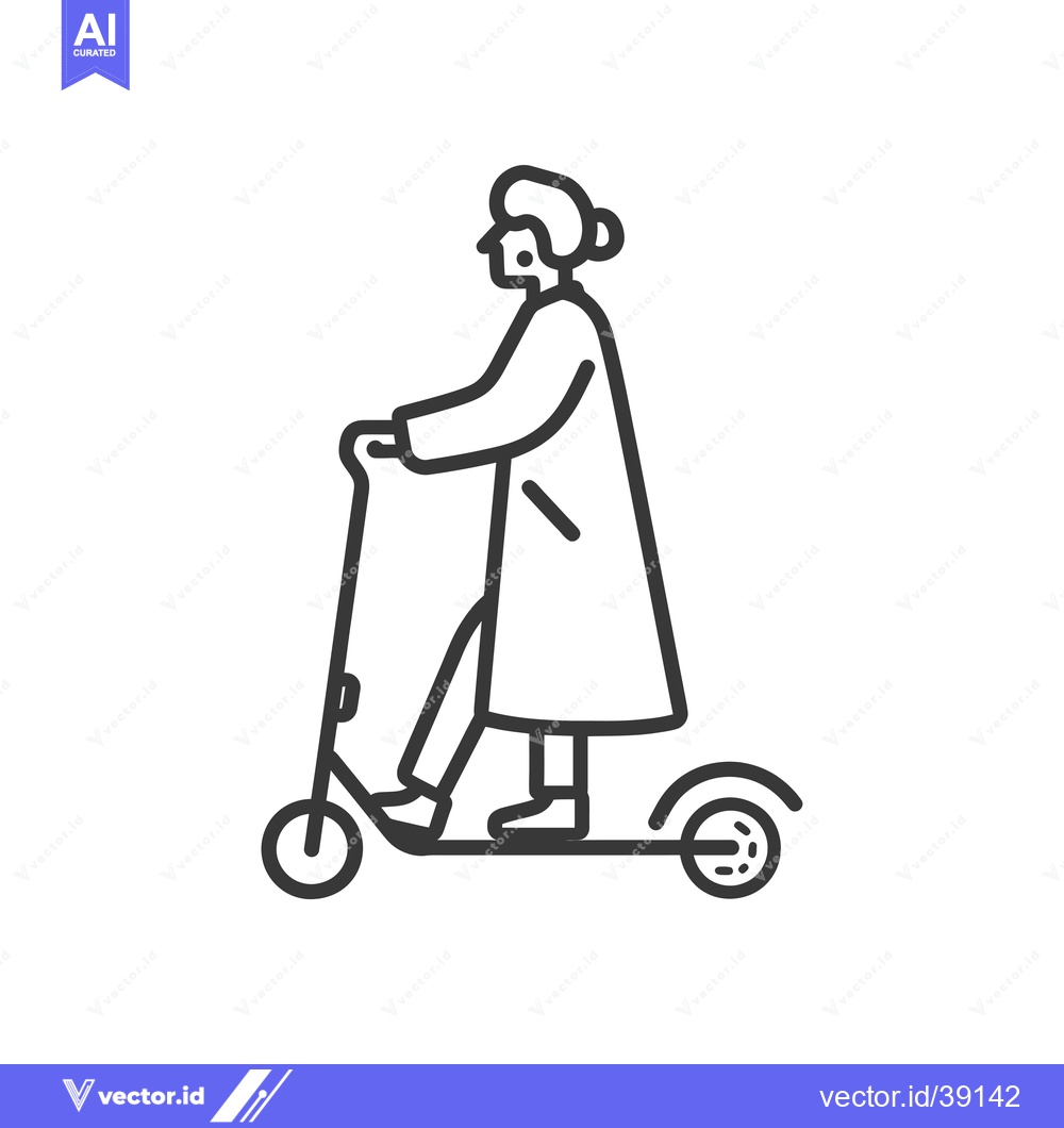 Premium Vector dari Elderly Woman Riding an Electric Scooter