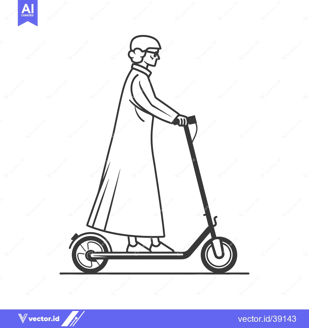 Premium Vector dari Elderly Woman Riding an Electric Scooter