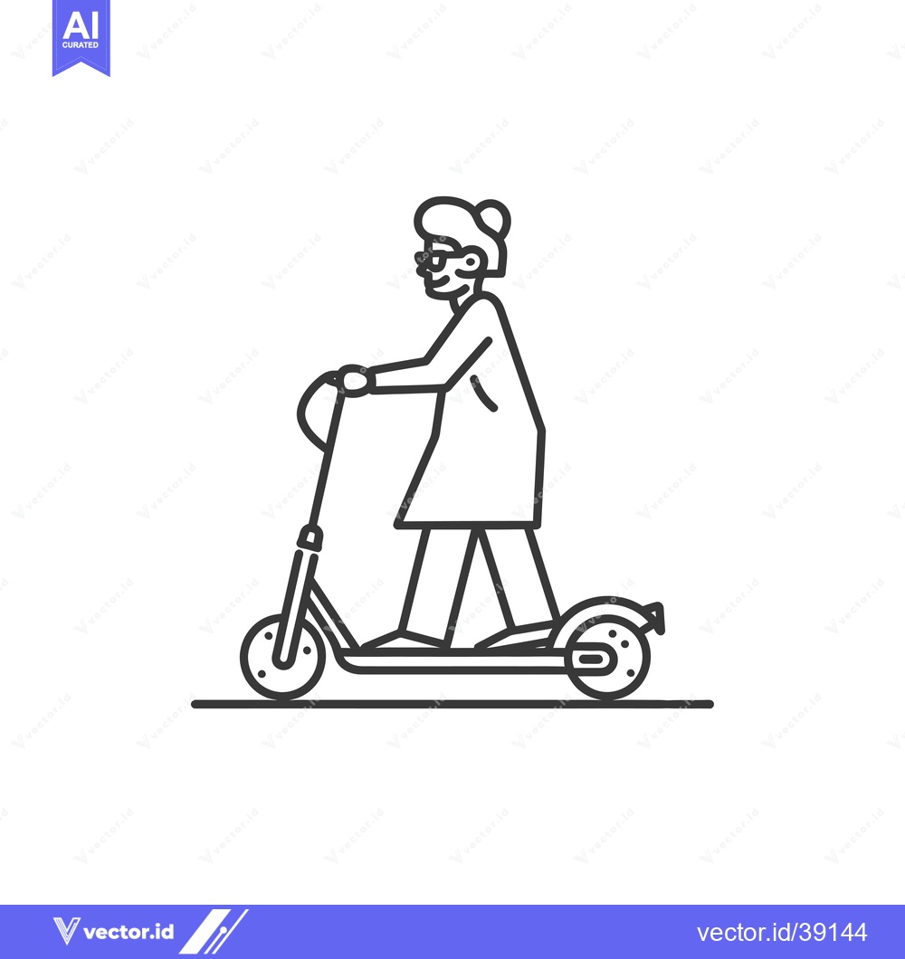 Premium Vector of Elderly woman riding an electric scooter