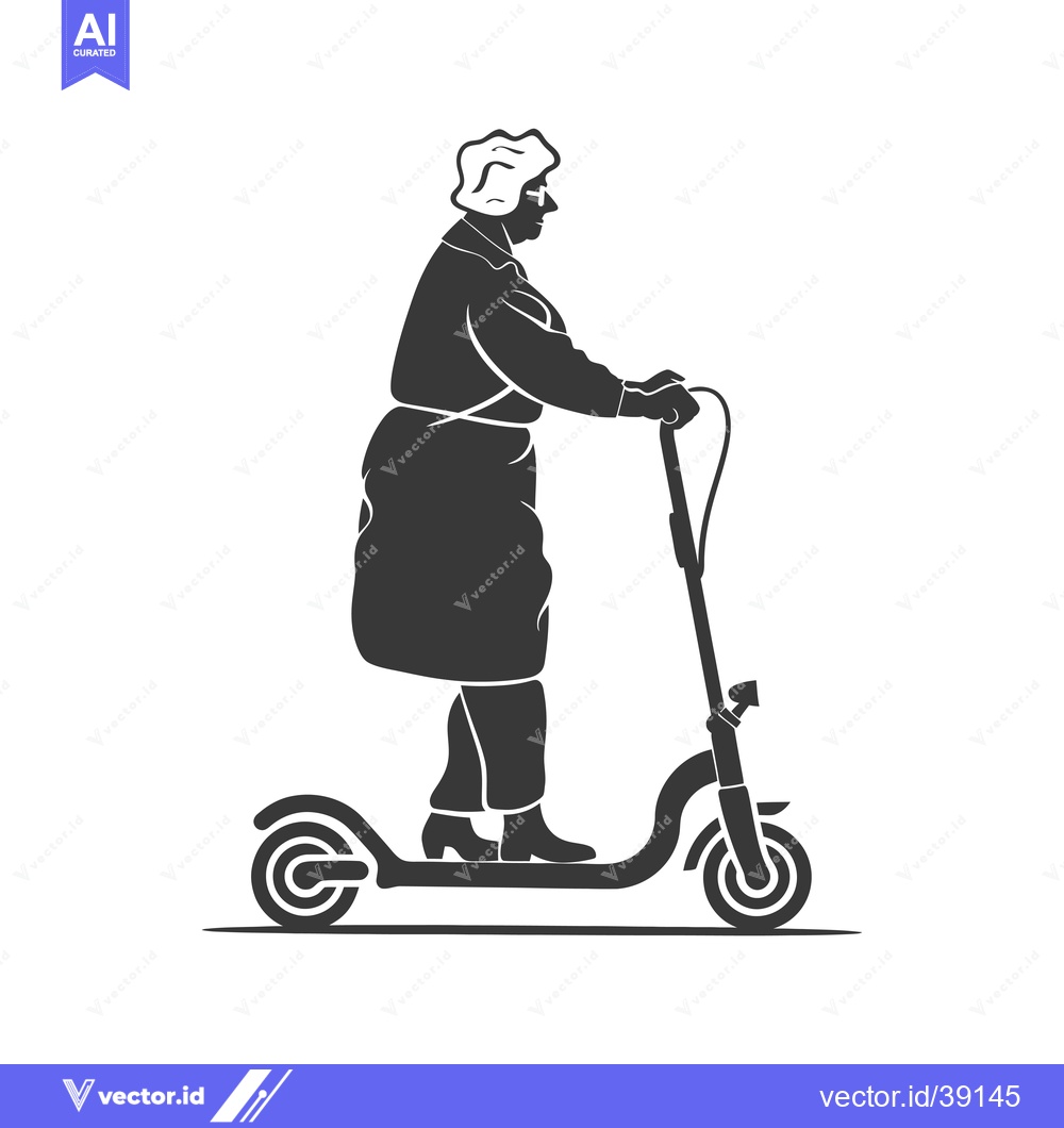 Premium Vector dari Elderly Woman Riding an Electric Scooter