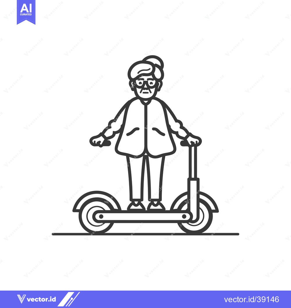 Premium Vector of Elderly Woman Riding an Electric Scooter