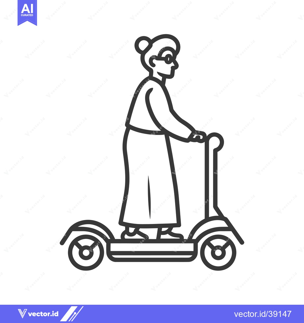 Premium Vector of Elderly Woman Riding an Electric Scooter