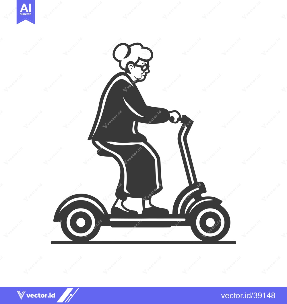 Premium Vector dari Elderly Woman Riding an Electric Scooter