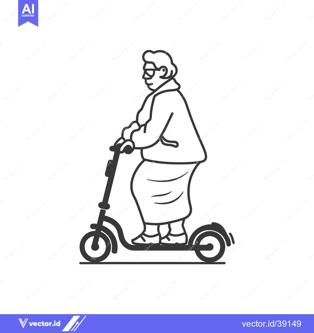 Premium Vector dari Elderly Woman Riding an Electric Scooter