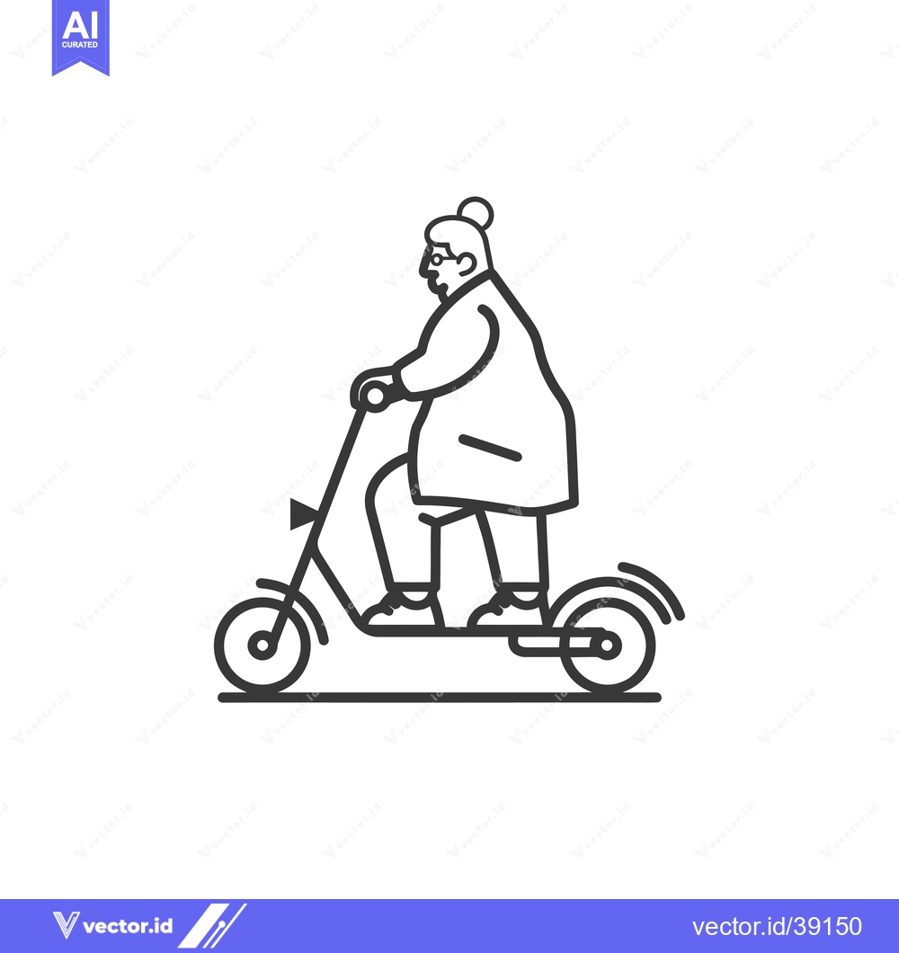 Premium Vector dari Elderly Woman Riding an Electric Scooter