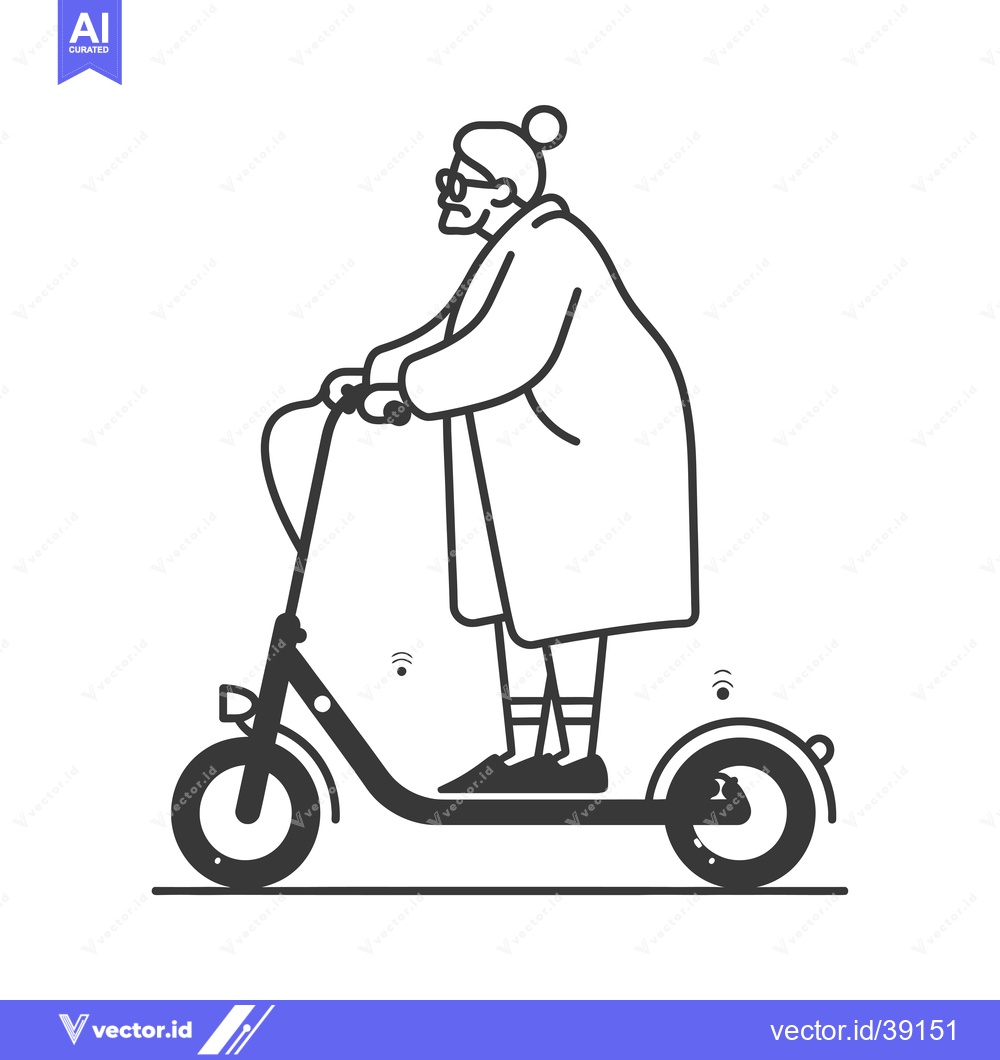 Premium Vector dari Elderly Woman Riding an Electric Scooter